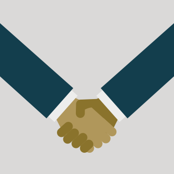 握手している二人の手を描いたアイコンで、合意やビジネスの契約を表現